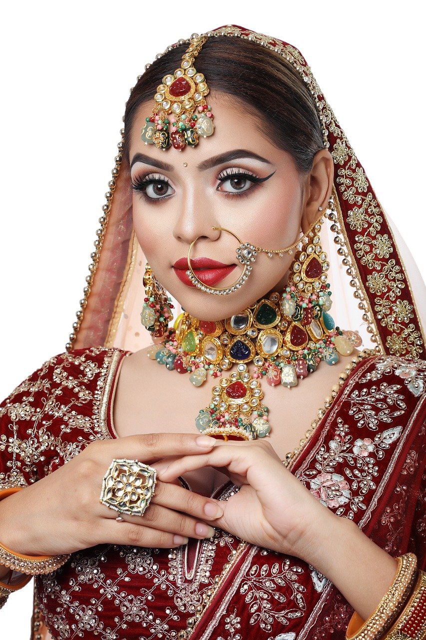 bride, beauty, bridal, bridal attire, bridal fashion, bridal jewelry, bridal makeup, bride portrait, culture, earrings, elegance, elegant, face, fashion, festive, glamour, glow, luxury, model, necklace, portrait, traditional